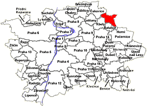 Mapka městský částí hl. m. Prahy